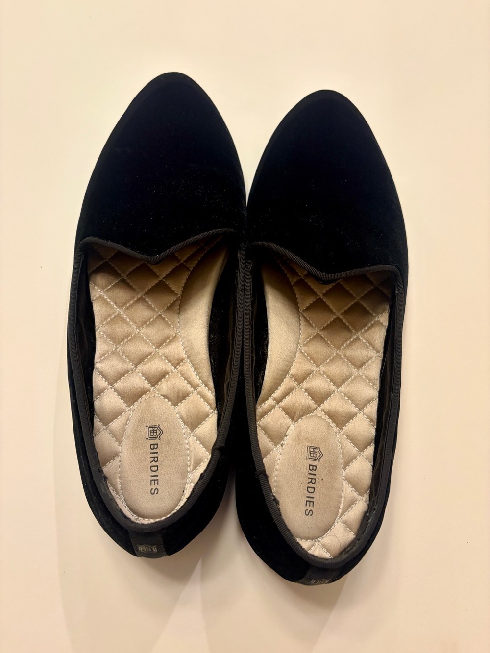 Birdies The Heron Black Velvet Loafers Slip On Shoes Women Size 9, Like New